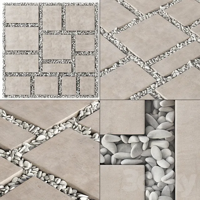 Paving tile square pebble n2 _ Paving tile square of pebble slabs 3D Model Paving tile square pebble n2 _ Paving tile square of pebble slabs 3D Model