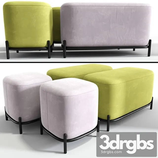 Pawai square pouf 2 3D Model Download