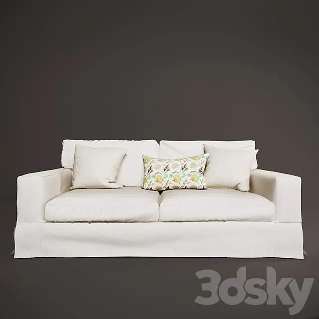 PB comfort square slipcovered sleeper sofa 3DModel PB comfort square slipcovered sleeper sofa 3DModel