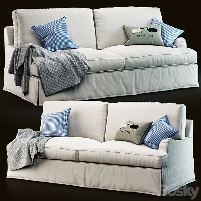 PB Russian Arm Slipcovered Sofa 3D Model