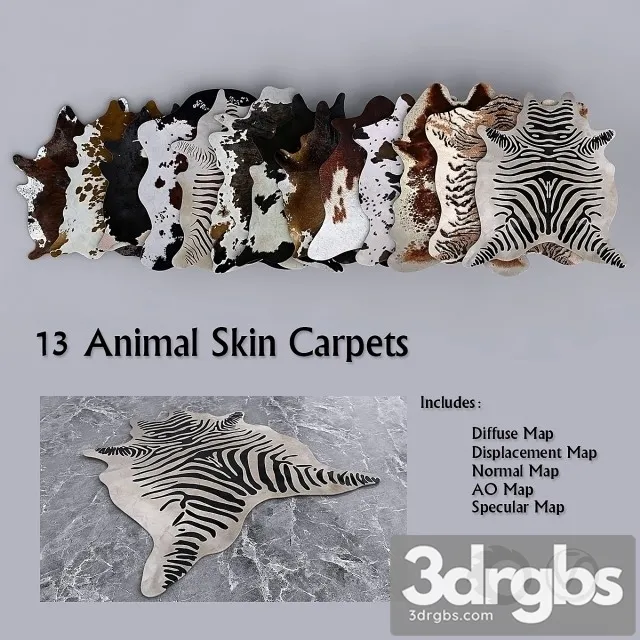 PBR Animal Skin Carpets Set 3D Model Download