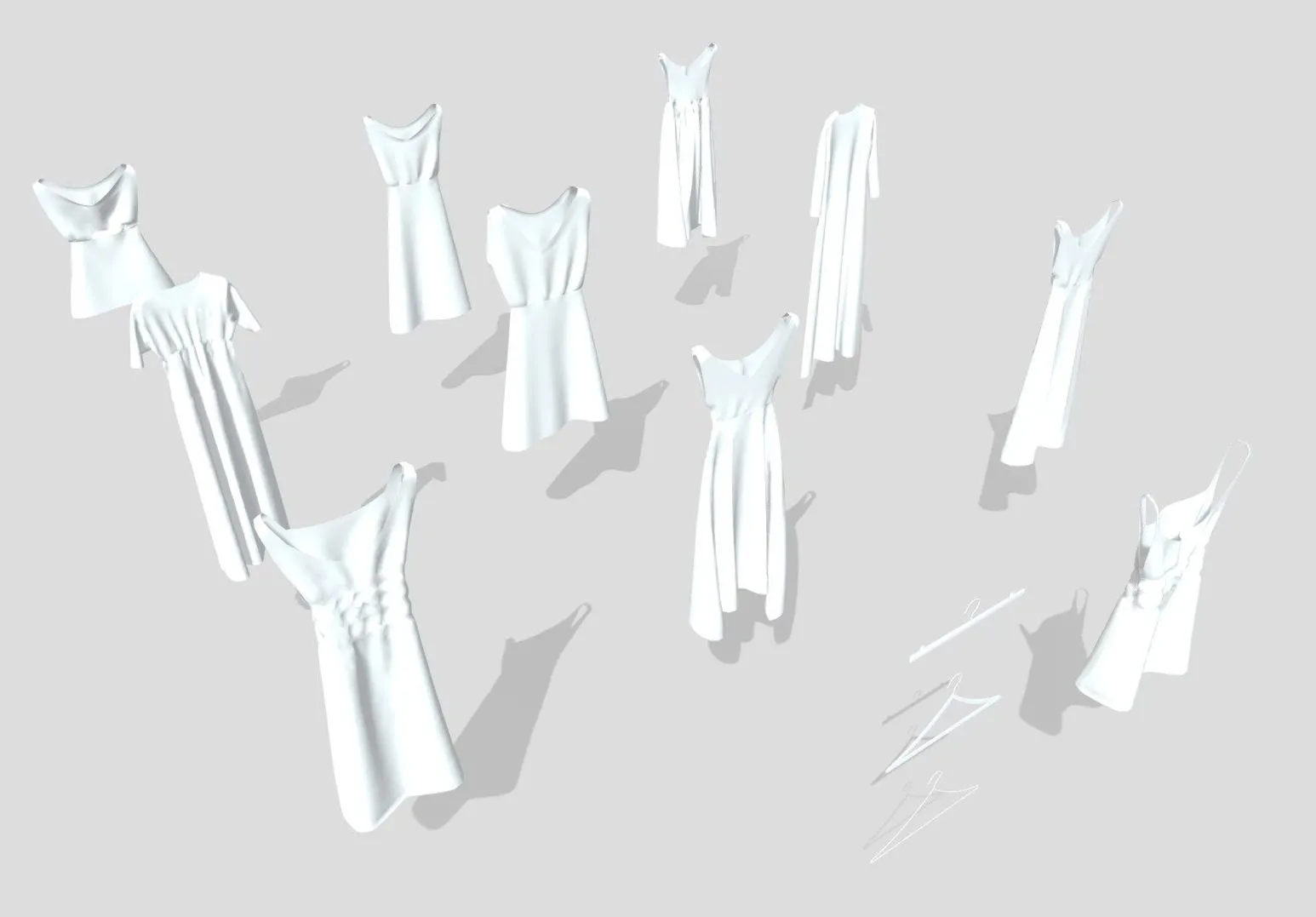 PBR Game 3D Models – 10 Hanged Dress Collection