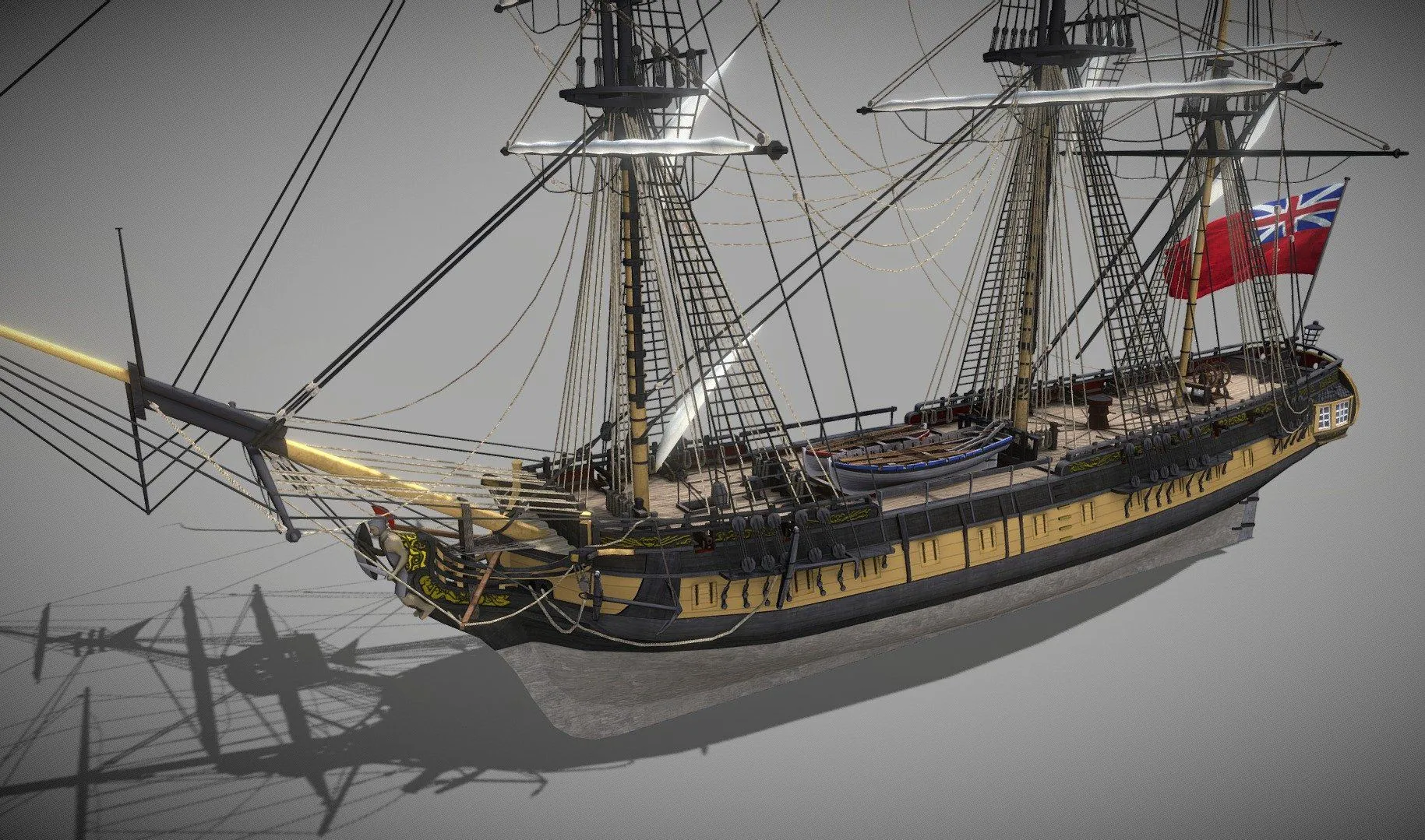 PBR Game 3D Models – 38 Gun Frigate Laurore Furnished Interior1765