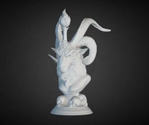 PBR Game 3D Models - 3D Printable Baphomet Bust