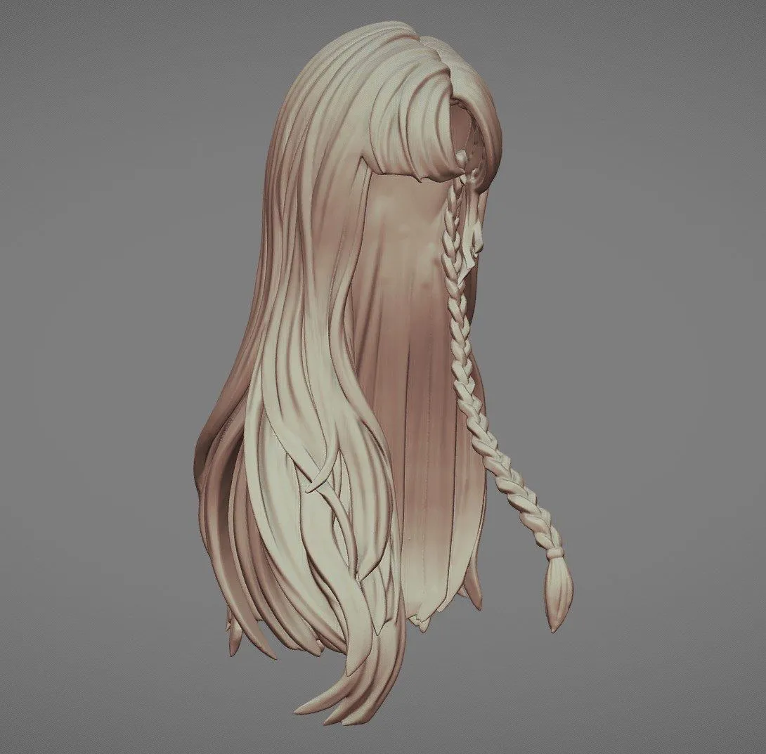 PBR Game 3D Models – 3D Printable Stylized Hair 09