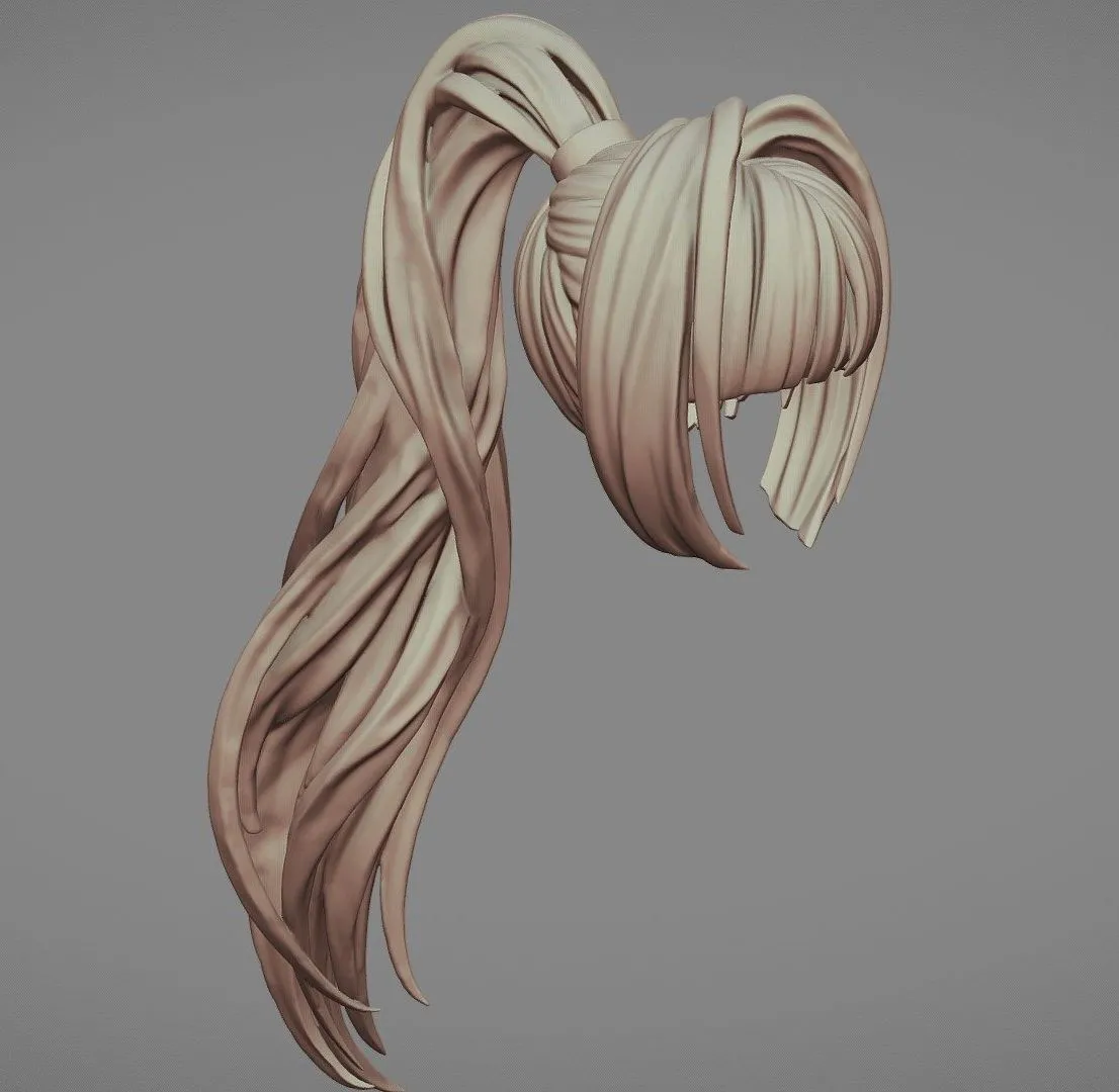 PBR Game 3D Models – 3D Printable Stylized Hair 11