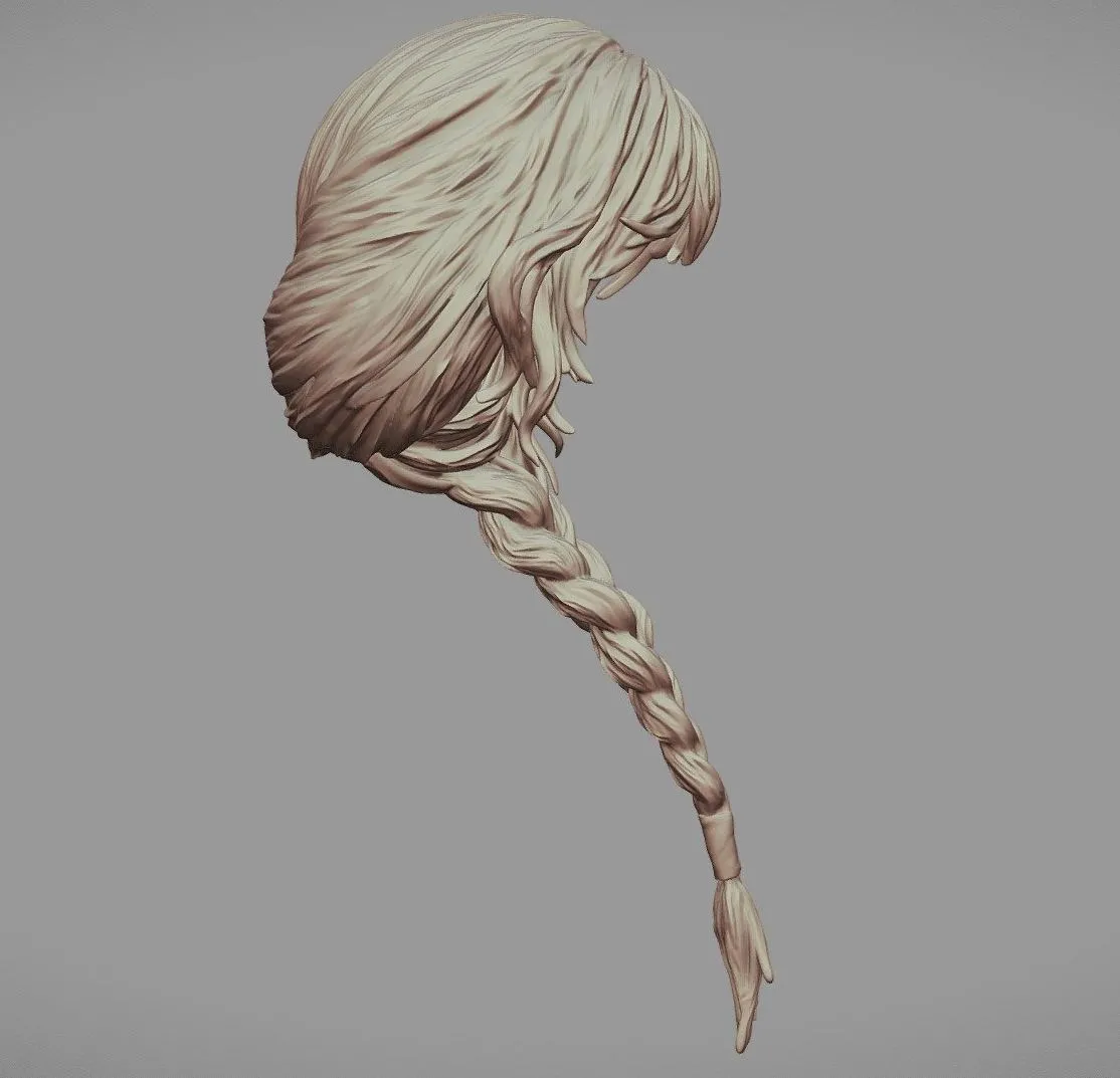 PBR Game 3D Models – 3D Printable Stylized Hair 7