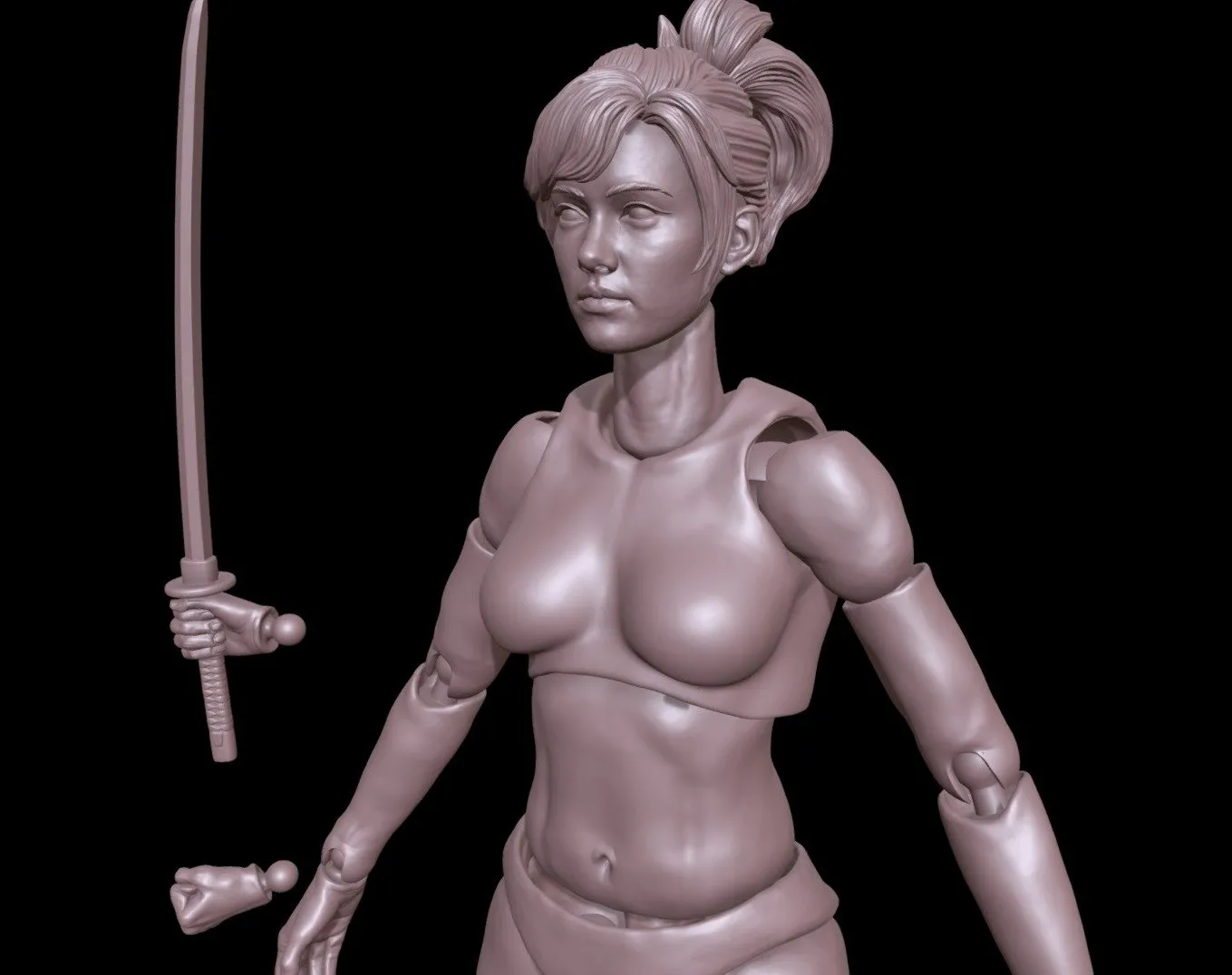 PBR Game 3D Models – 3D Printing Female Movable Action Figure Toy