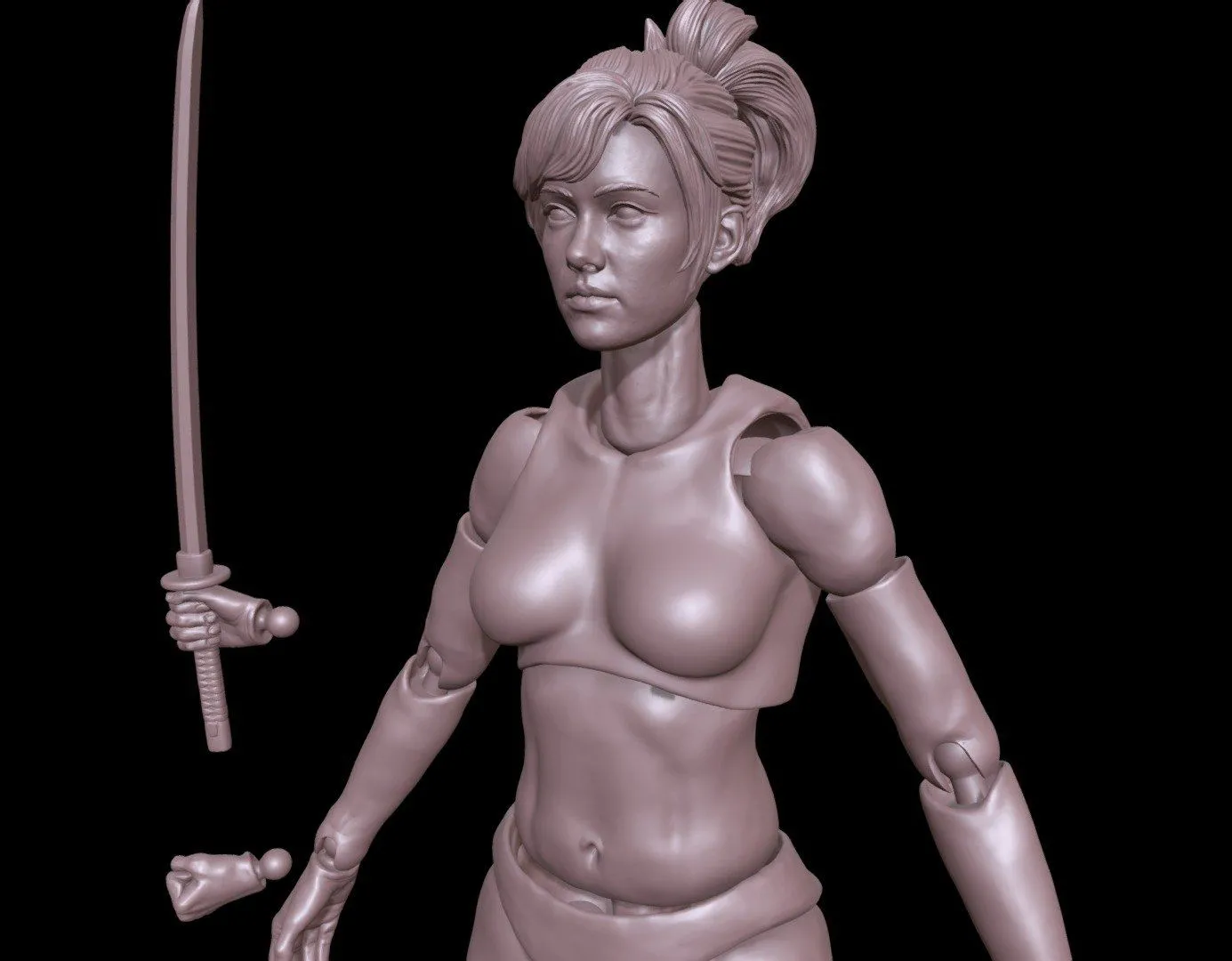 PBR Game 3D Models – 3D Printing Female Movable Action Figure Toy