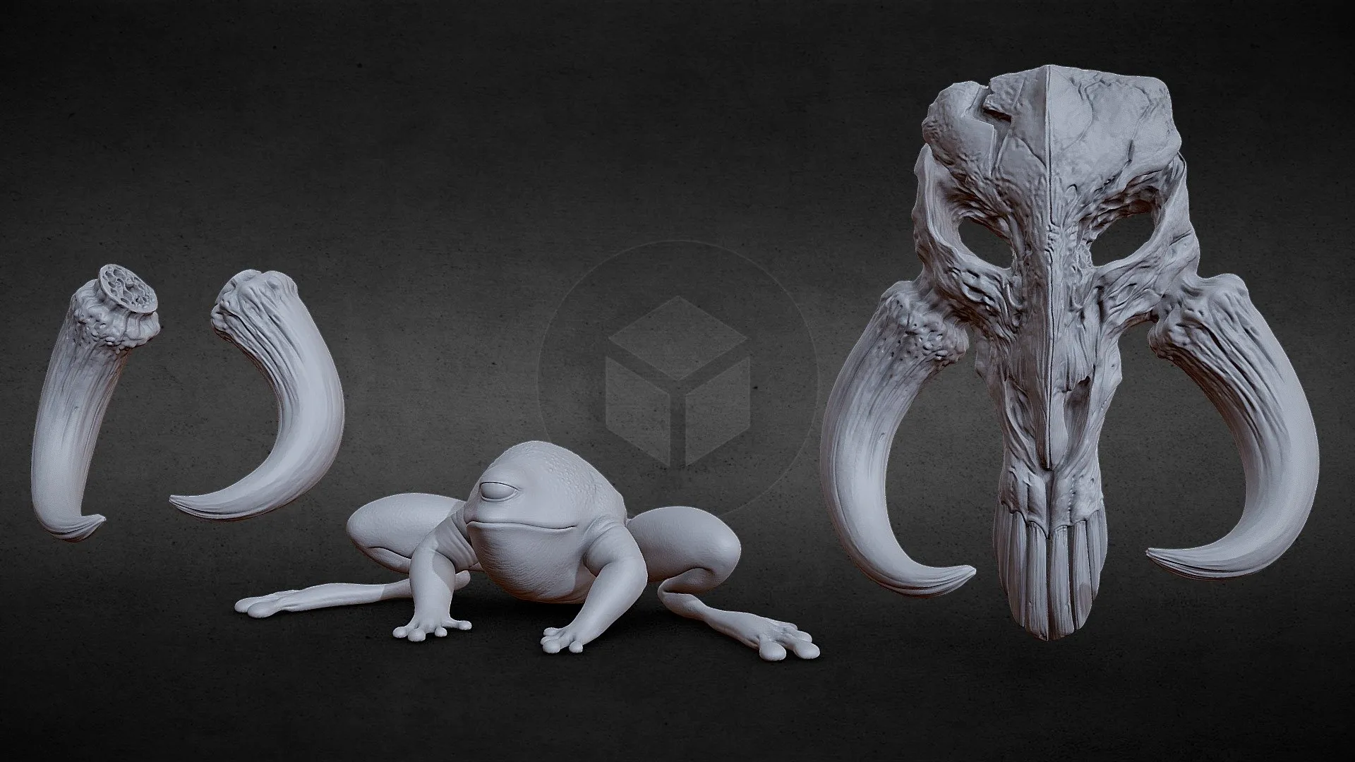 PBR Game 3D Models – 3Dprtbl Mythosaur Skull Sorgan Frog Horns