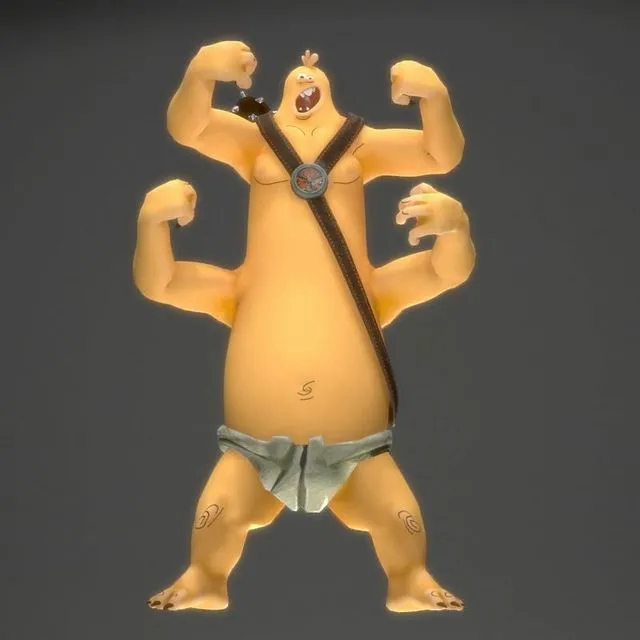 PBR Game 3D Models – 4-Handed Ogre Warrior Character