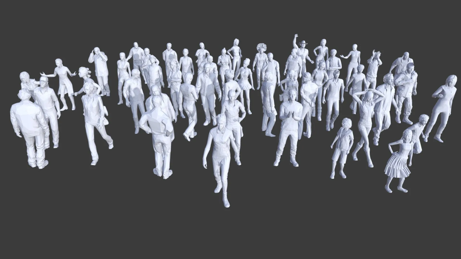 PBR Game 3D Models – 50 Low Poly People Collection Pack 2