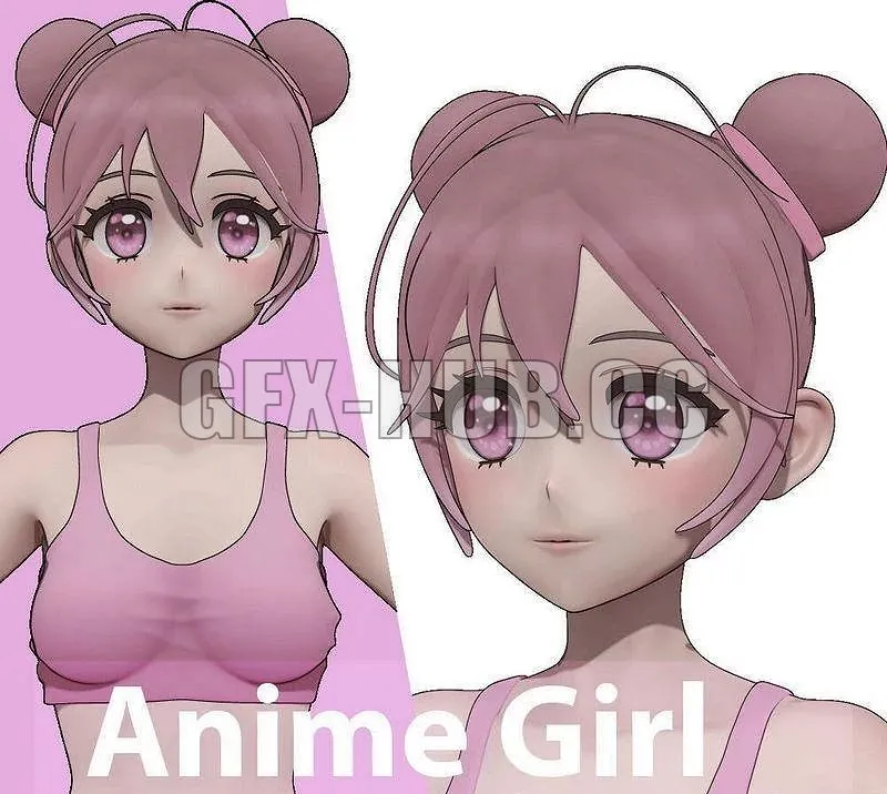 PBR Game 3D Models – 777=gfx-hub.cc=777Anime Girl BaseMesh