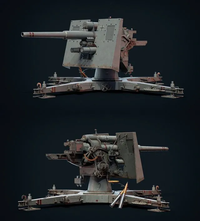 PBR Game 3D Models – 88 Flak Cannon