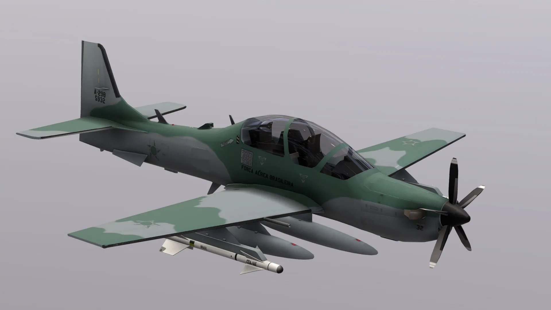 PBR Game 3D Models – A 29B Super Tucano Fab