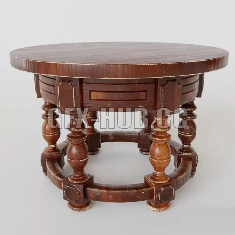 PBR Game 3D Models – A worn massive table