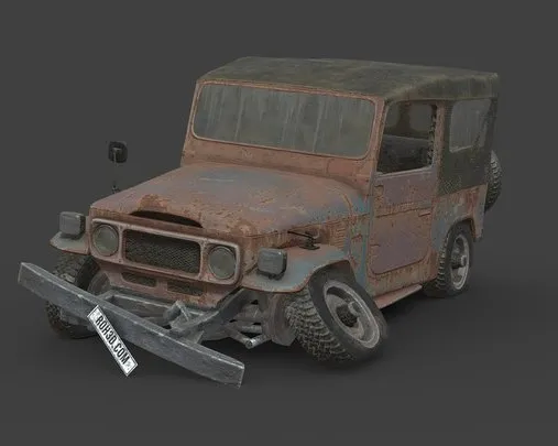 PBR Game 3D Models – Abandoned Car   Toyota Land Cruiser