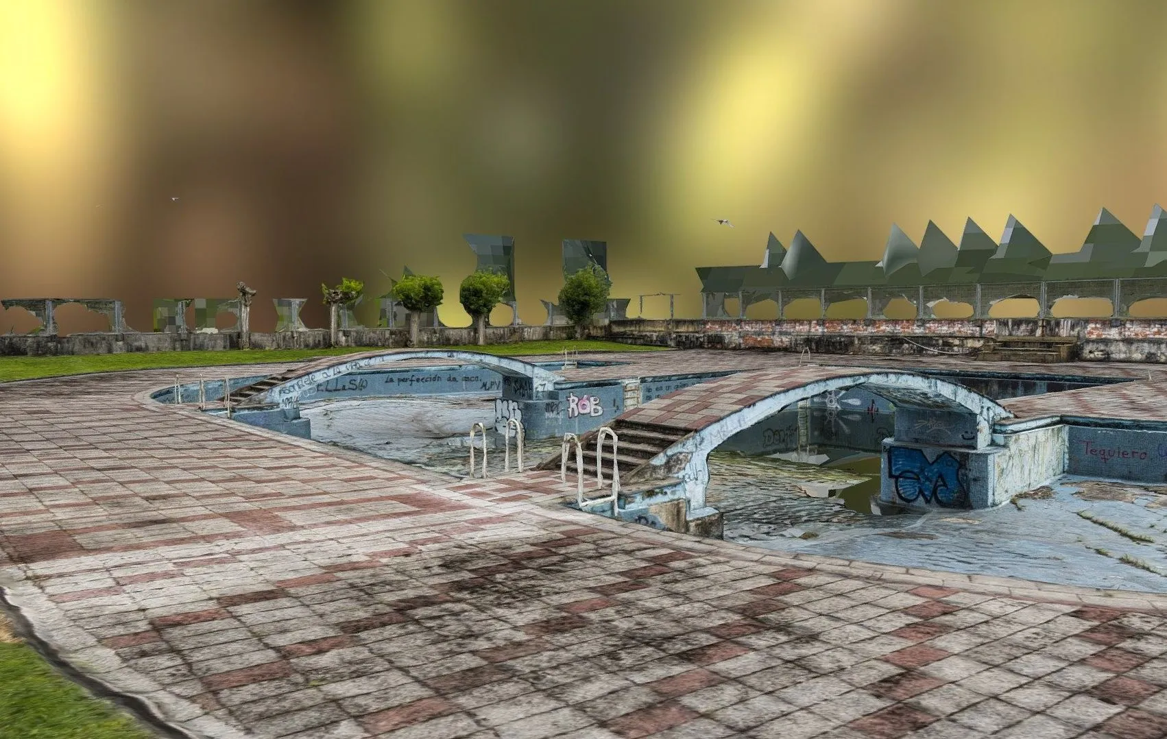 PBR Game 3D Models – Abandoned Swimming Pool Raw Scan
