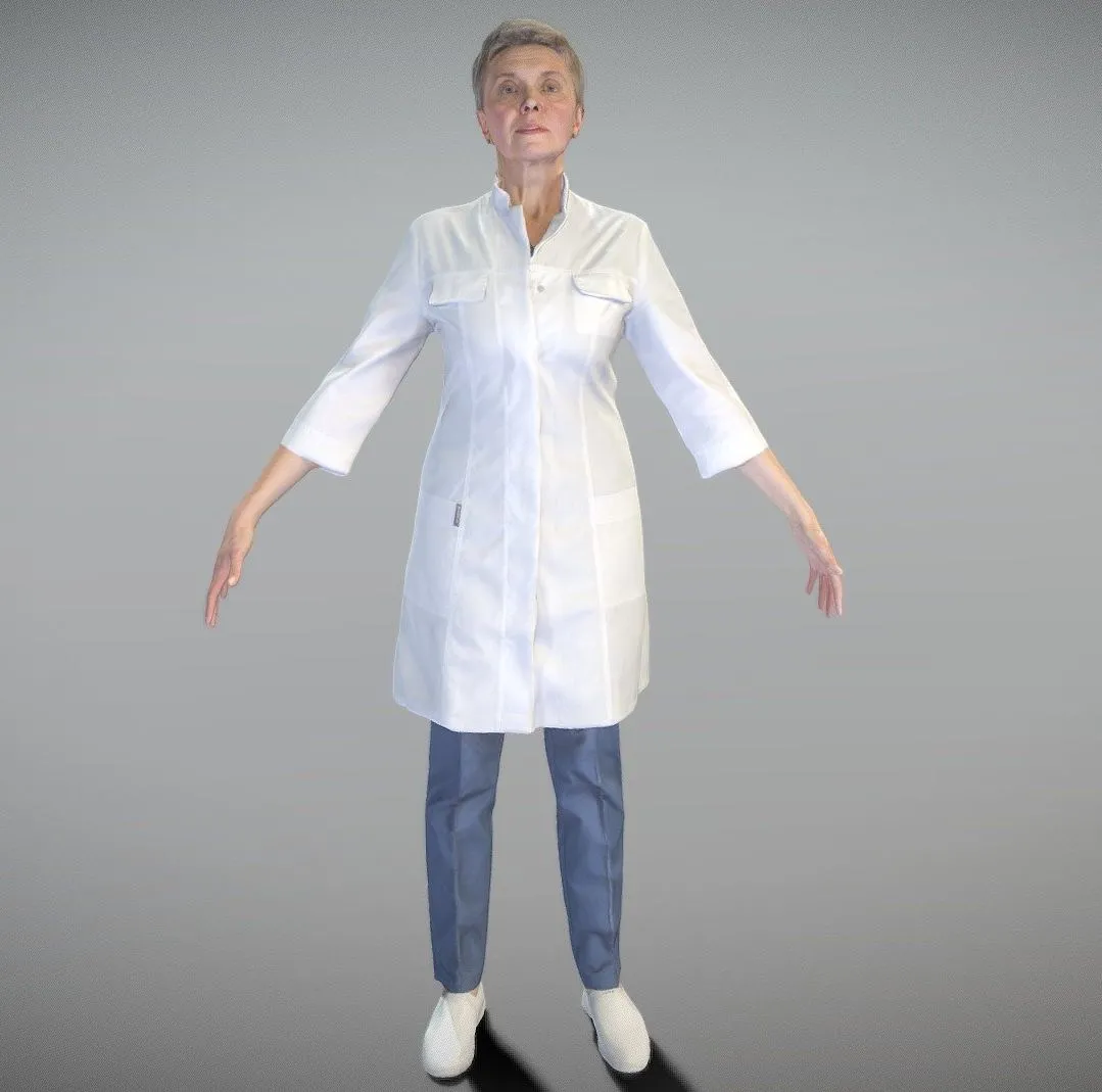 PBR Game 3D Models – Adult Female Medical Doctor In A Pose 145