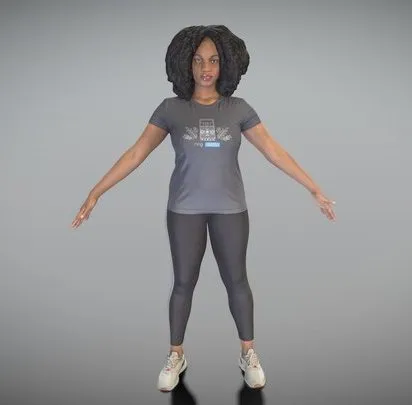 PBR Game 3D Models – African Young Woman In Sportswear In A Pose 311