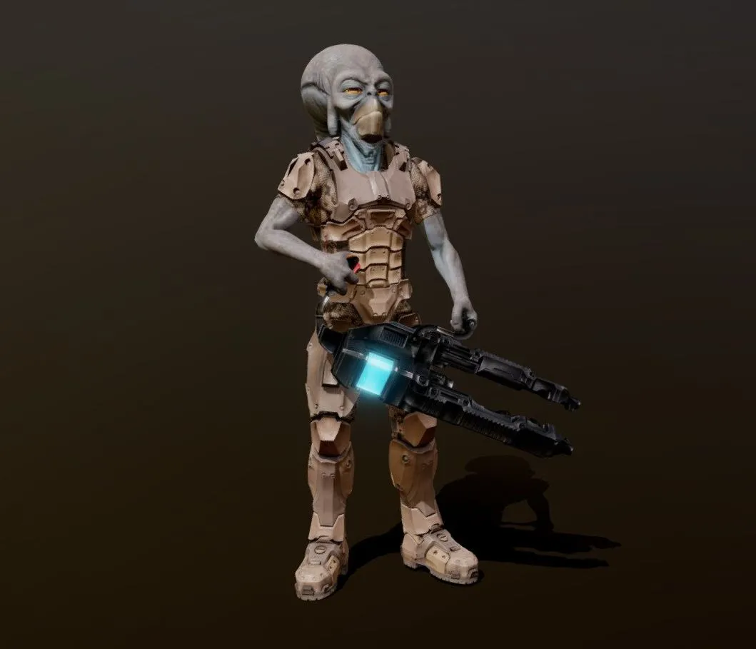 PBR Game 3D Models – Alien Infantry Trooper Animations
