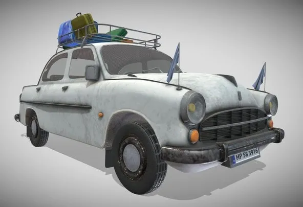 PBR Game 3D Models – Ambassador Car India