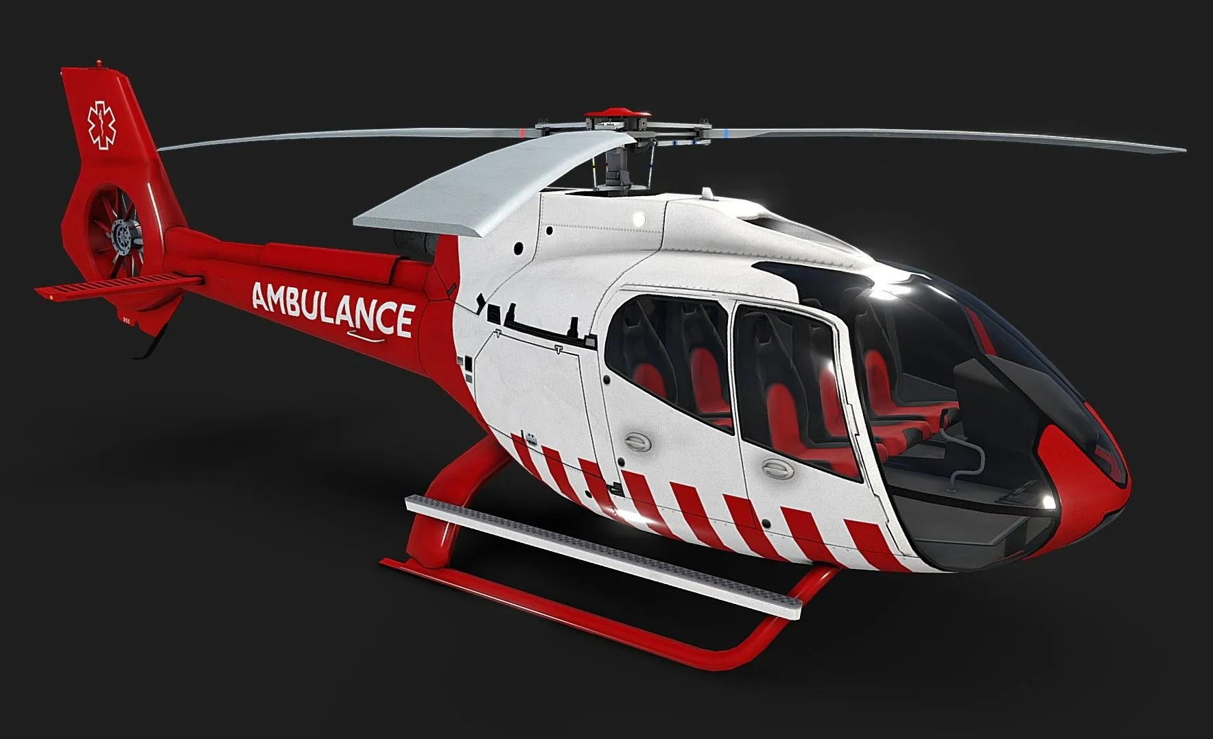 PBR Game 3D Models – Ambulance Airbus H130 Helicopter Livery 37