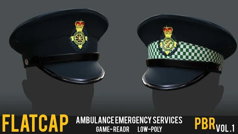 PBR Game 3D Models – Ambulance Emergency Services flat cap formal uniform