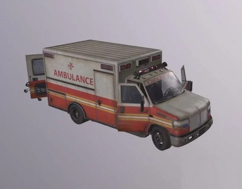 PBR Game 3D Models – Ambulance Low-poly
