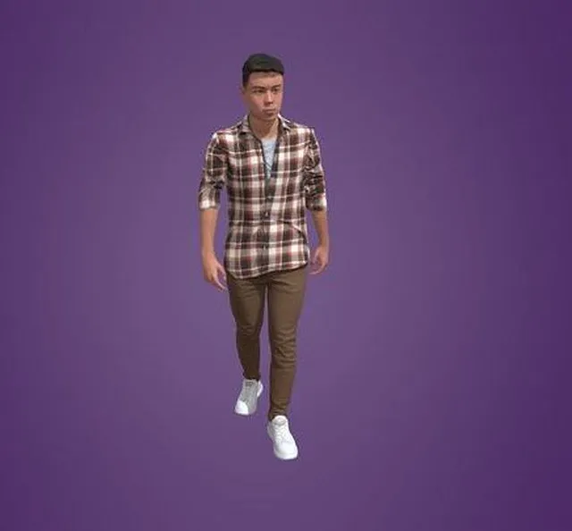 PBR Game 3D Models – Animated Asian Man Walking 4047 W5
