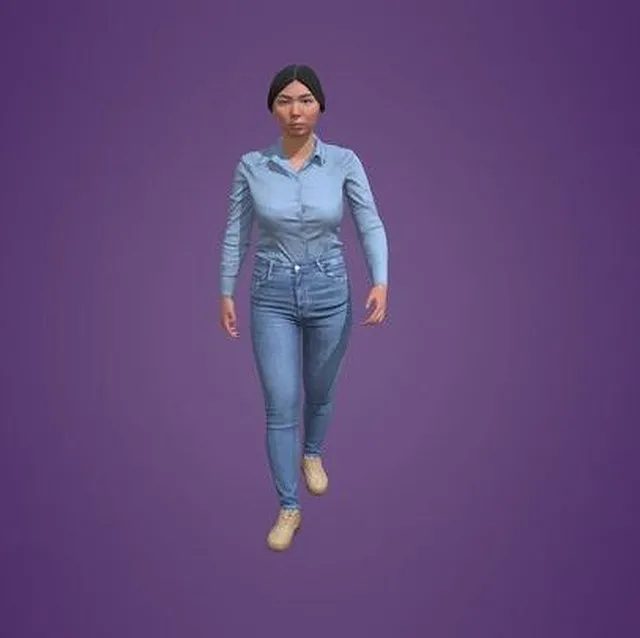 PBR Game 3D Models – Animated Asian Woman Walking 5152 W1