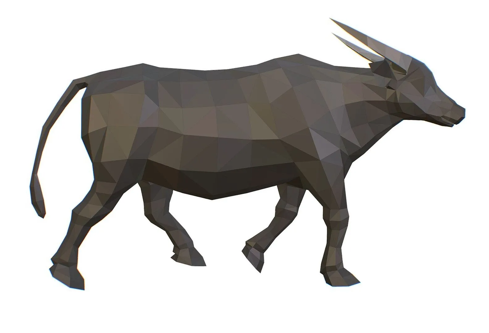 PBR Game 3D Models – Animated Black Asian Bull Lowpoly Art Style