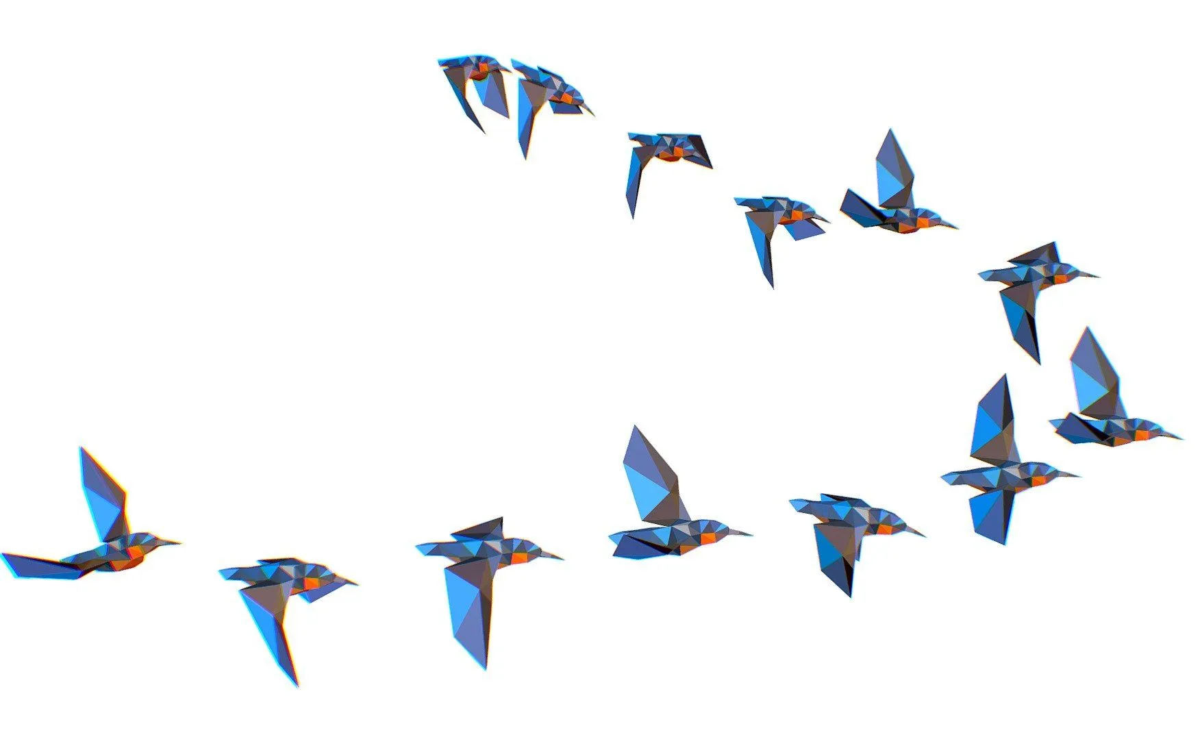 PBR Game 3D Models – Animated Flock Birds Lowpoly Art Style