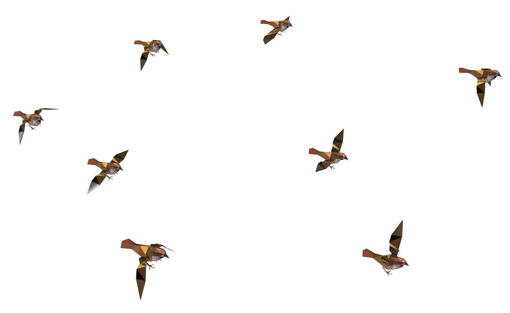 PBR Game 3D Models – Animated Flock Sparrow Birds Lowpoly Art Style