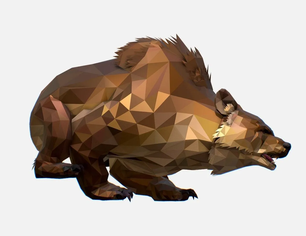 PBR Game 3D Models – Animated Low Poly Art Brown Bear