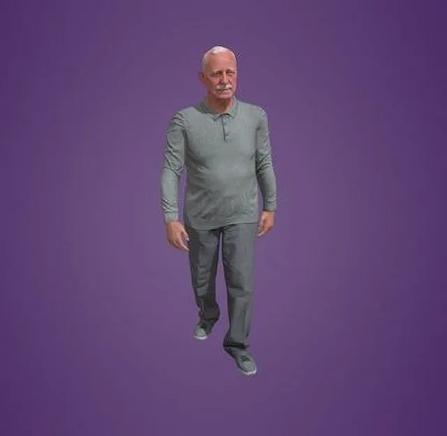 PBR Game 3D Models – Animated Senior Man Walking 0199 W5