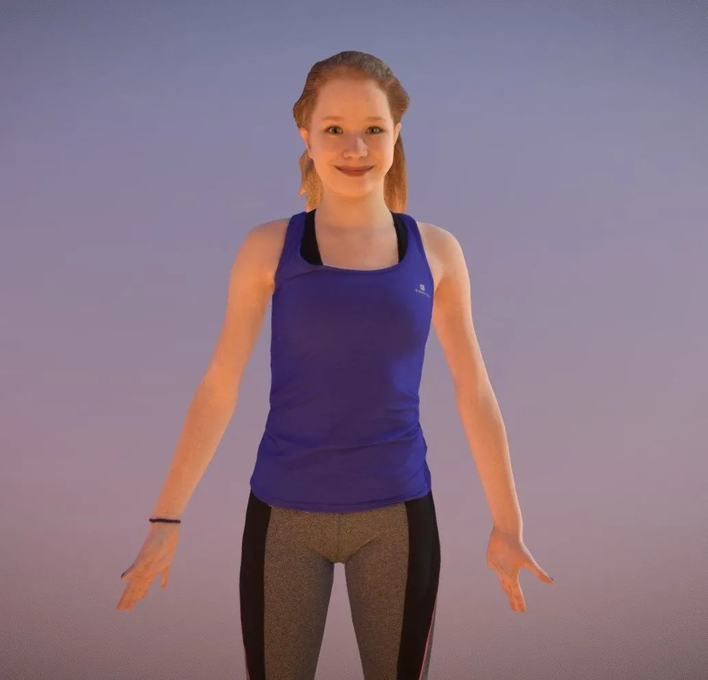 PBR Game 3D Models – Animated Sports Teenage Girl Essence Rigged