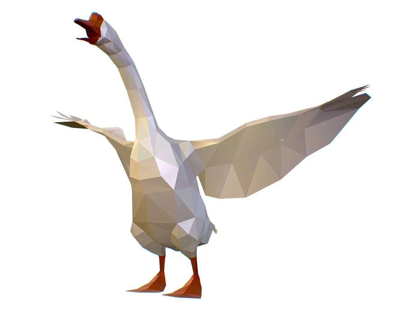 PBR Game 3D Models – Animated White Goose Lowpoly Art Style
