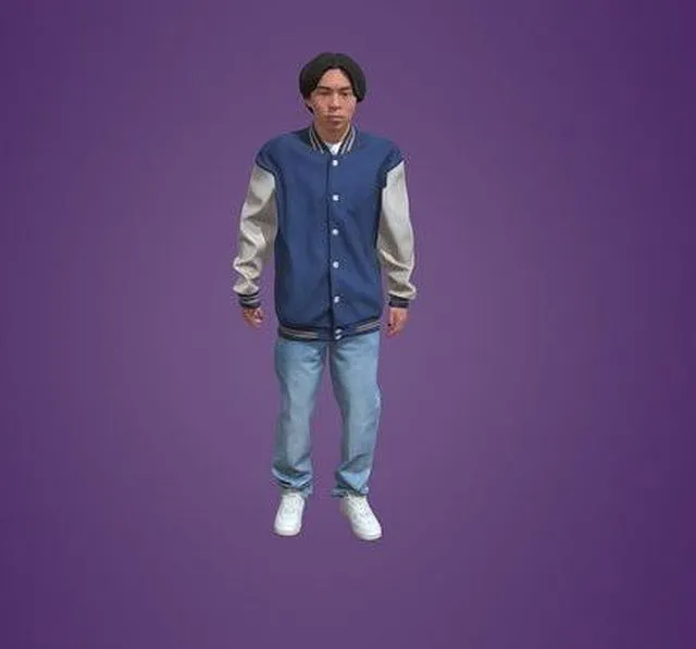 PBR Game 3D Models – Animatedasian Man Moving Around 4156 SM1