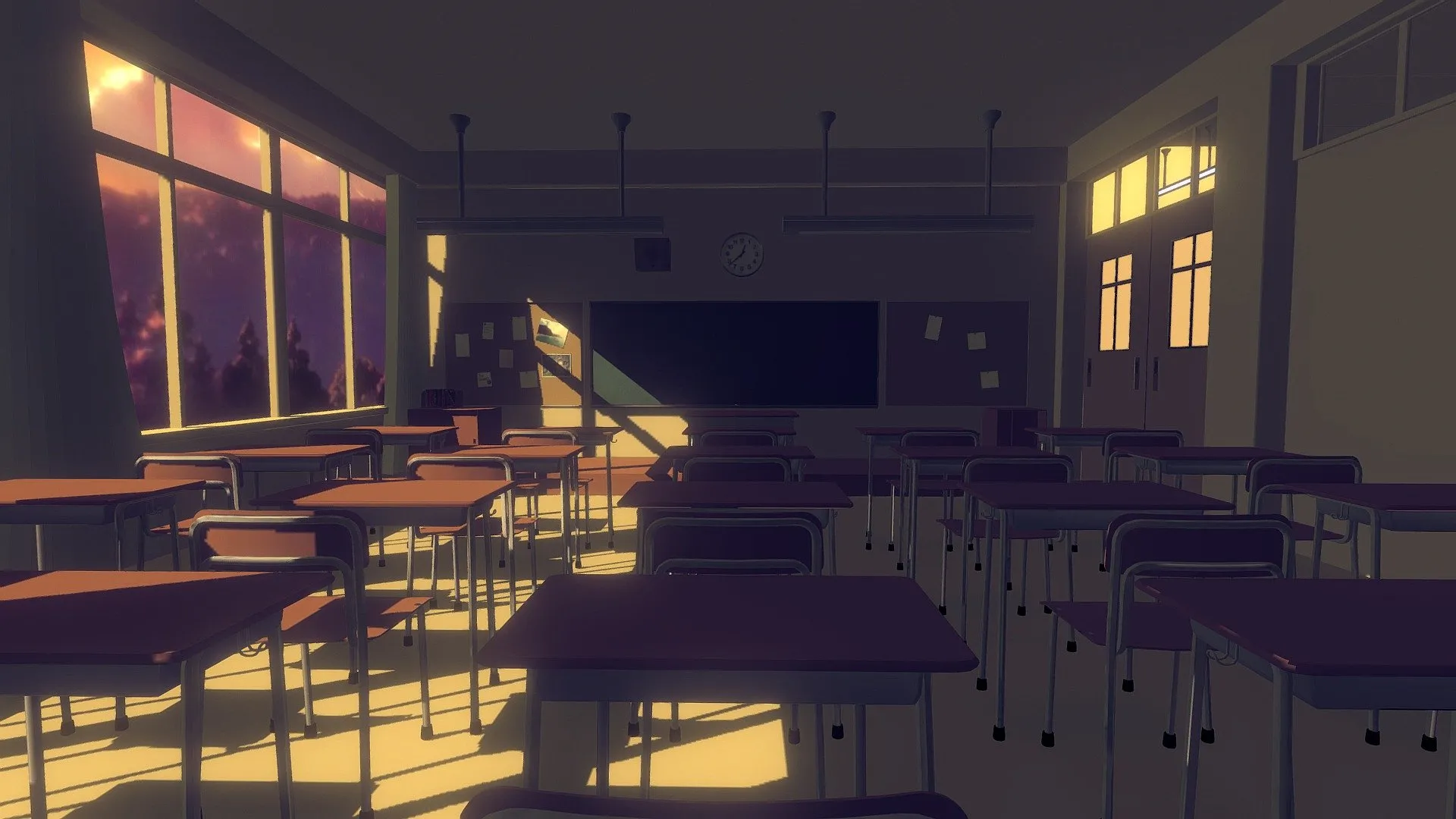 PBR Game 3D Models – Anime Class Room