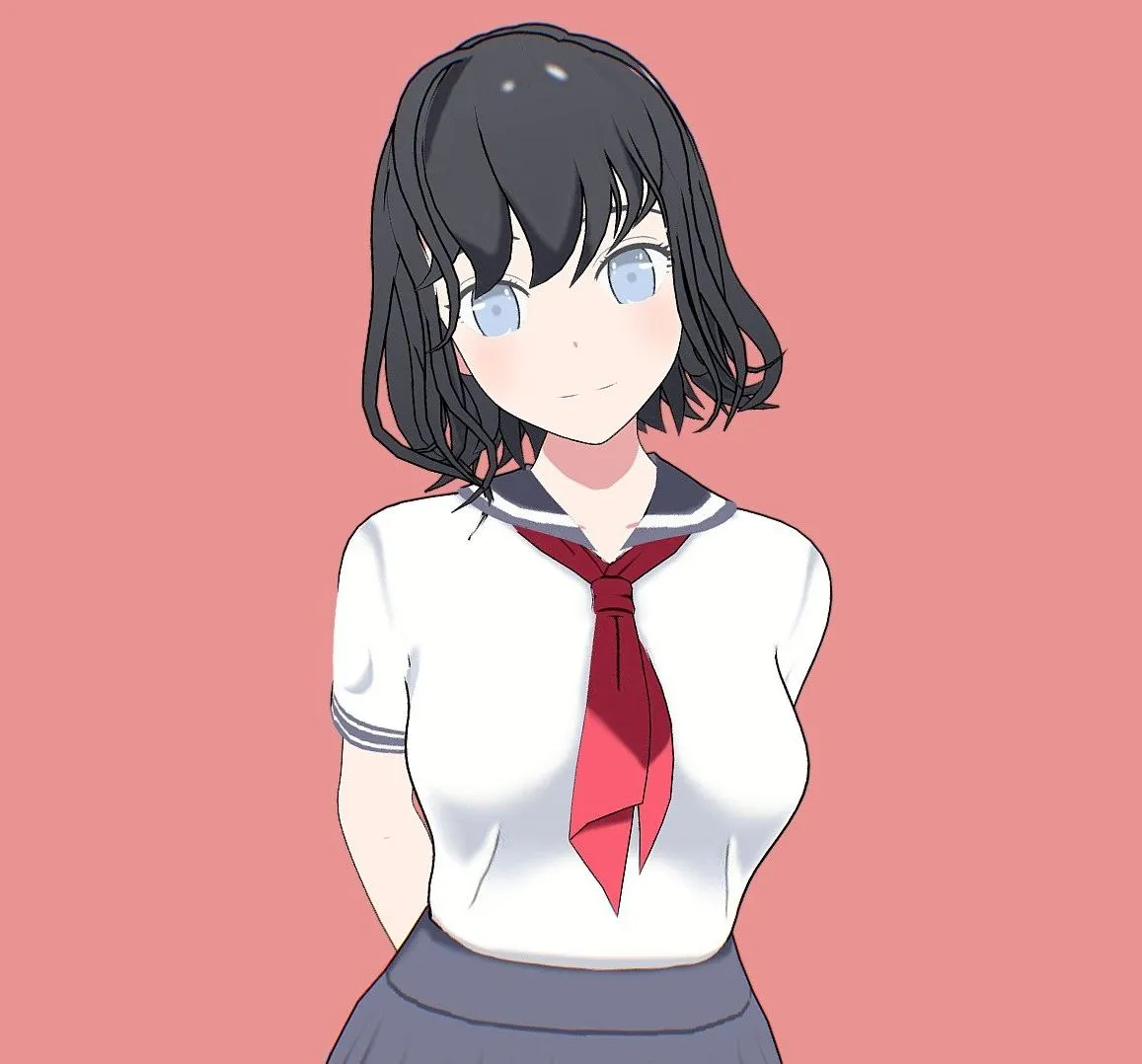 PBR Game 3D Models – Anime Girl Student 2