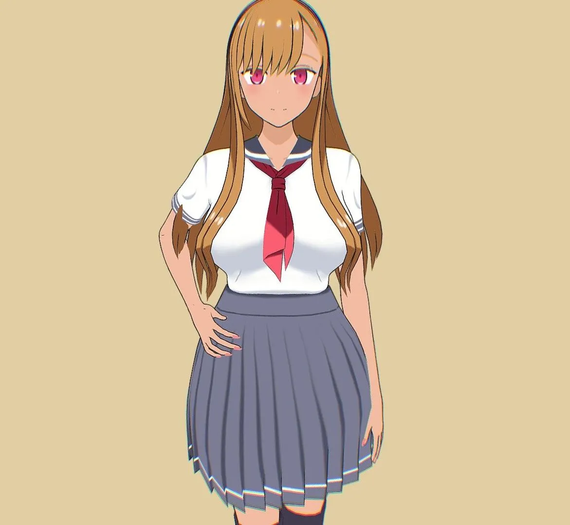 PBR Game 3D Models – Anime Girl Student 3