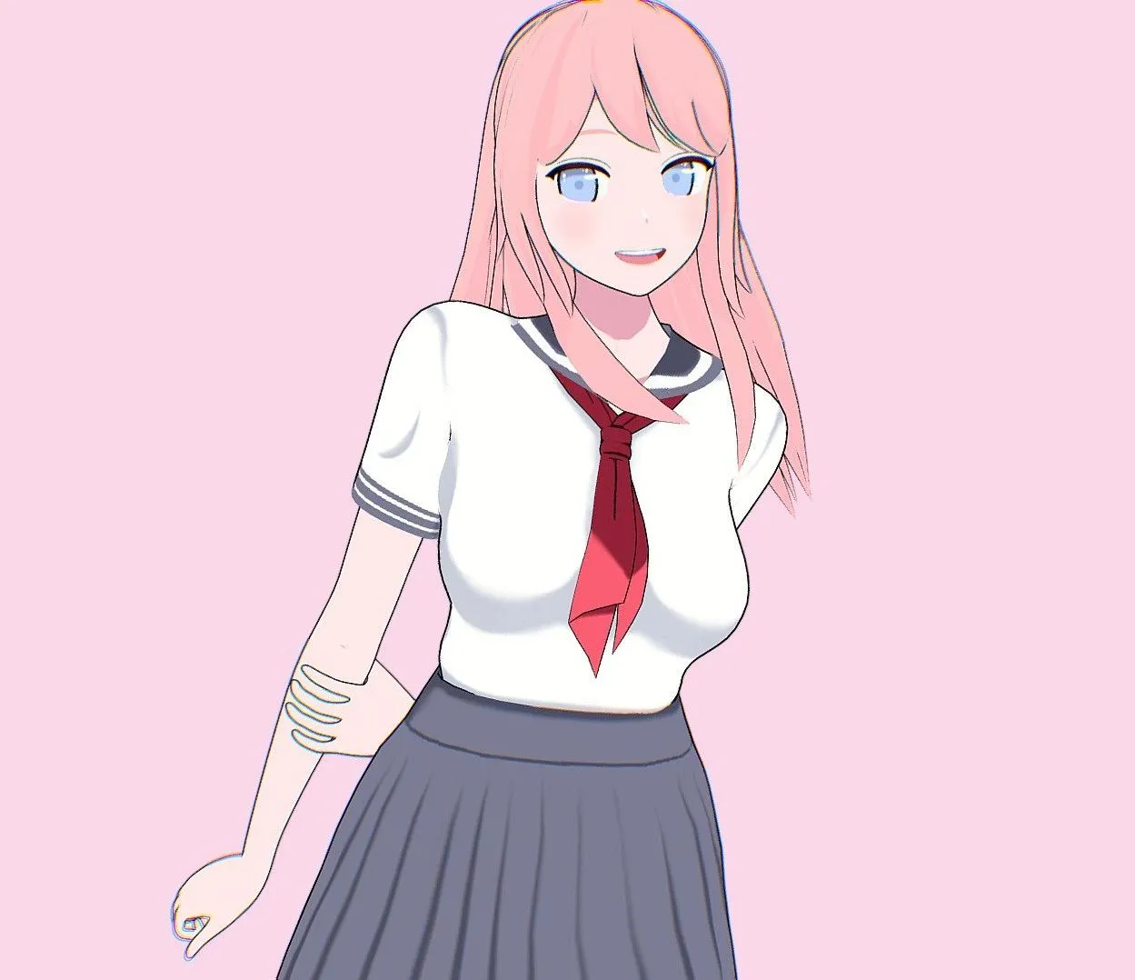 PBR Game 3D Models – Anime Girl Student 5