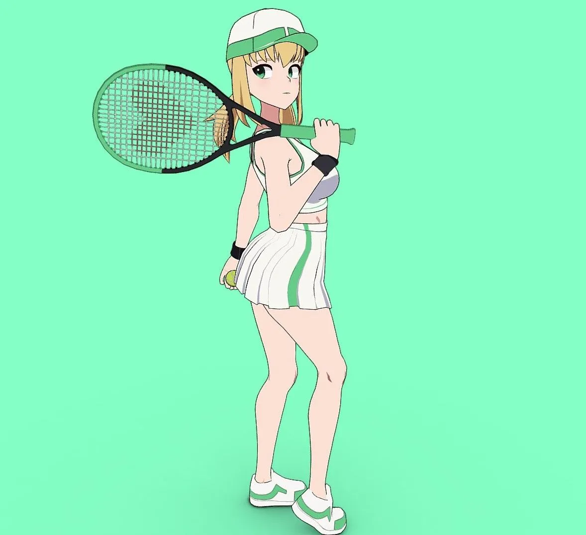 PBR Game 3D Models – Anime Girl Tennis Game