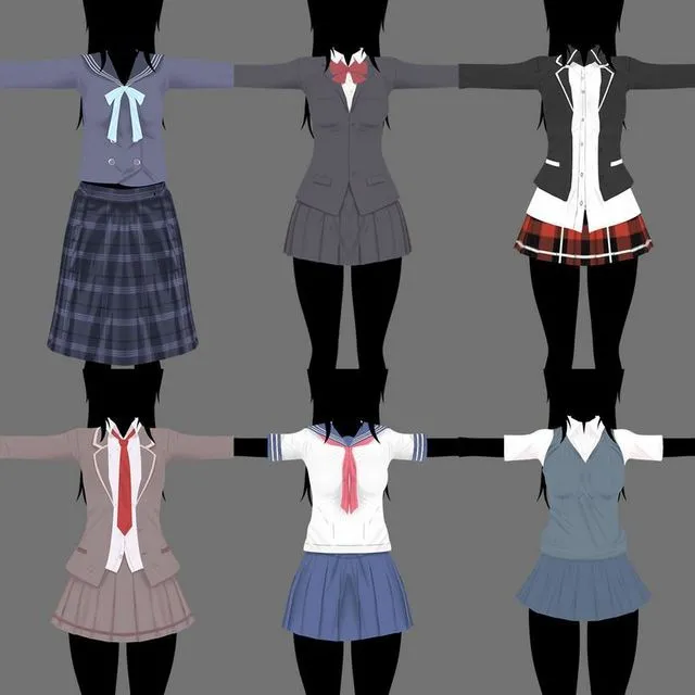 PBR Game 3D Models – Anime – School Uniform – Girl