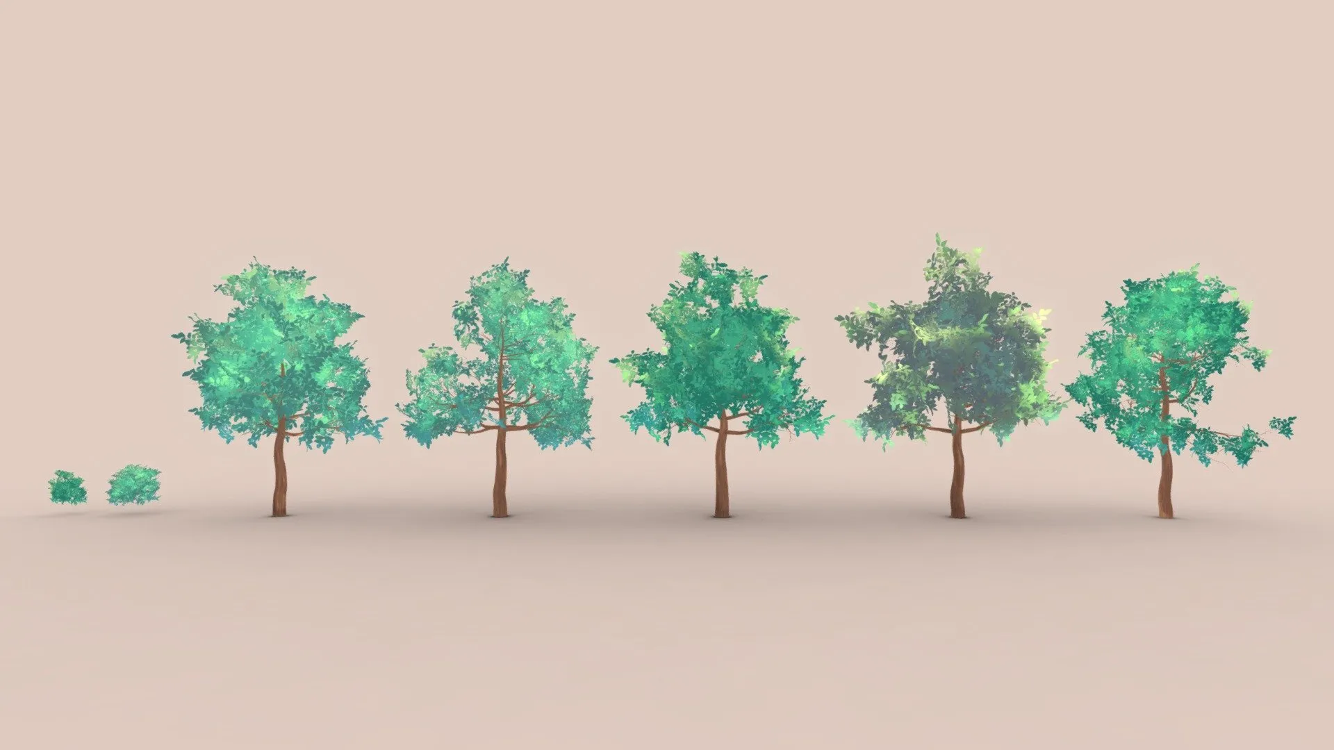PBR Game 3D Models – Anime Trees And Bushes Handpainted