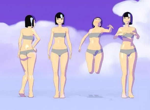 PBR Game 3D Models – AnimeGirl5 woman in bikini on screen Low-poly