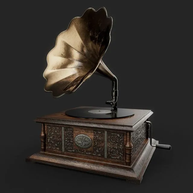 PBR Game 3D Models – Antique Gramophone