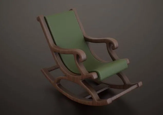 PBR Game 3D Models – Antique Relaxing Wooden Chair