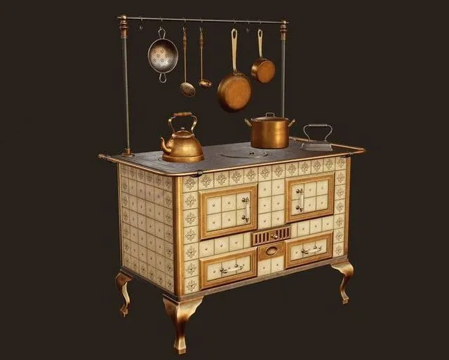 PBR Game 3D Models – Antique Stove